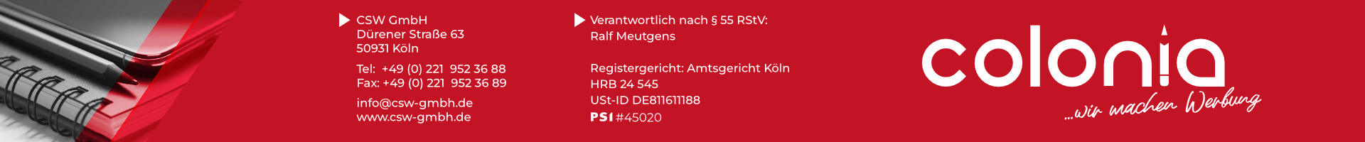 CSW GmbH Köln, Werbemittel, Colonia, Ralf Meutgens, Köln Lindenthal